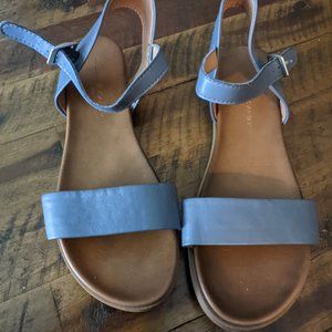 Rock & Candy Blue Footbed Vegan Leather Ankle Strap Sandals Cartar